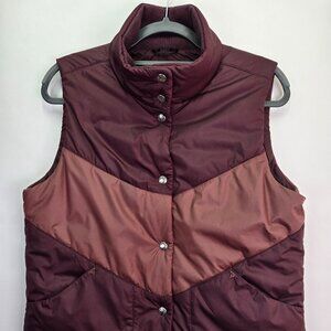 North Face Women's Size Medium Sylvester Snap Up Retro Chevron Maroon Tan Vest